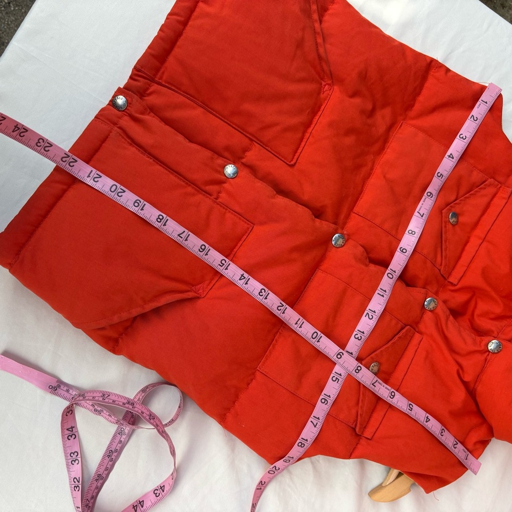 Vintage North Face Puffer Vest Large Goose Down Orange Jacket 70s Rare unisex - Picture 9 of 10